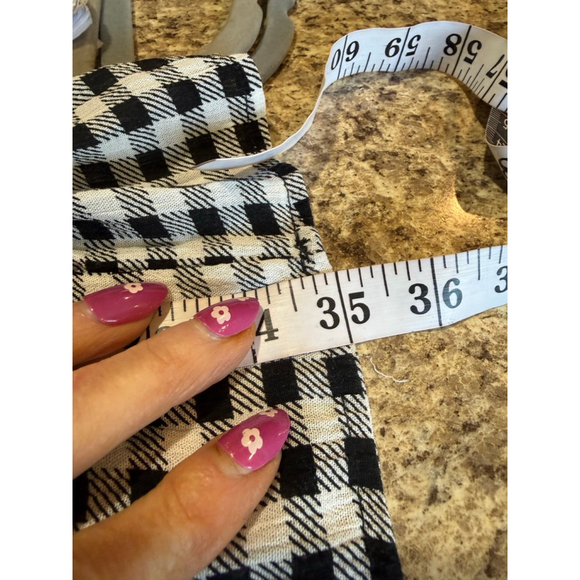 Women's Hippie Rose Mini Dress M Black White Gingham Tiered - Picture 4 of 9